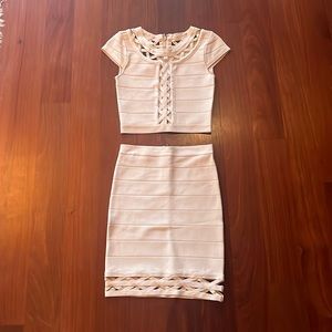 NWT Bebe two-piece bandage dress, beige